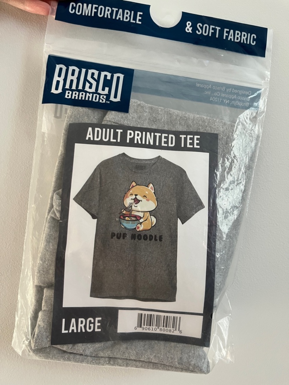 Brisco Brands Men's Gray Short Sleeve 'Pup Noodle' Graphic Tee